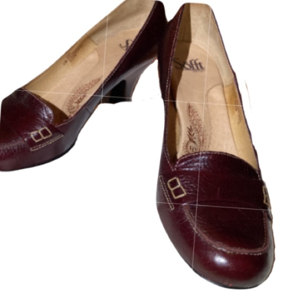 SOFFT Burgundy Round Toe Leather Pumps Size 8.5